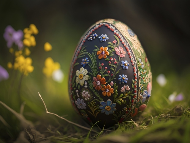 Красивое большое яйцо с рисунком на праздник Пасха