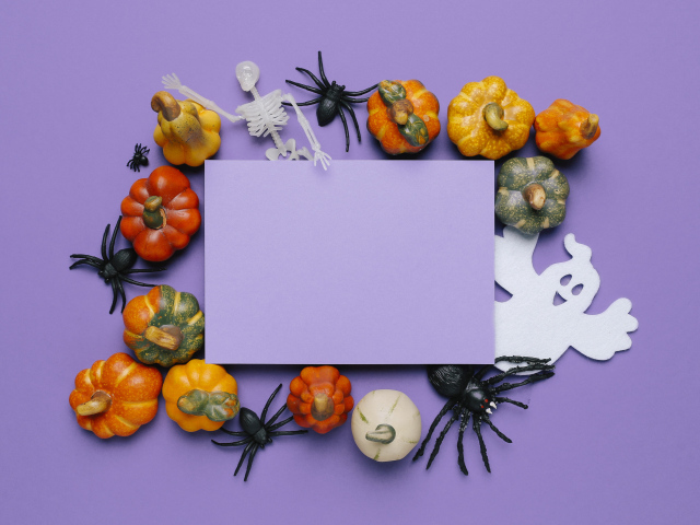 Шаблон с декором для поздравительной открытки на Хеллоуин 