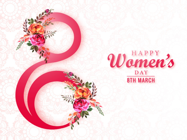 Красивая цифра 8 с цветами на международный женский день