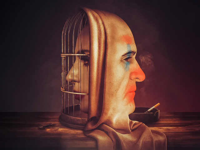 Клетка с лицами персонажей нового фильма Джокер: Безумие на двоих