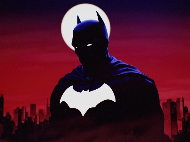 Персонаж Бэтмен на фоне белой луны