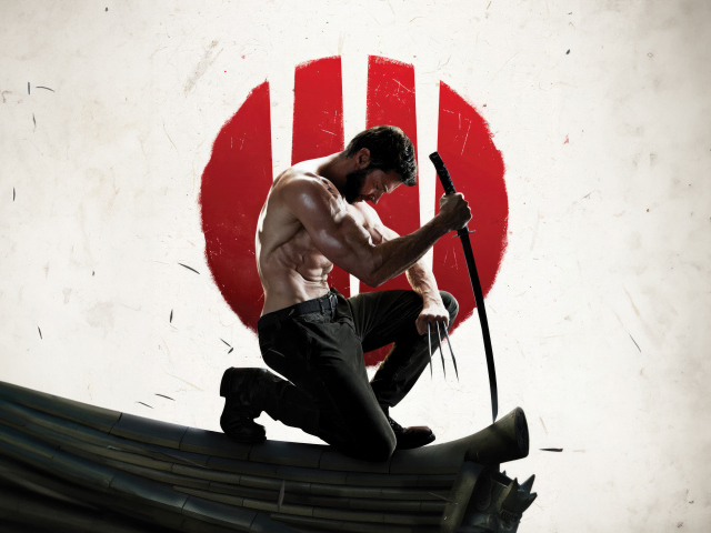 Супергерой Росомаха с самурайским мечом