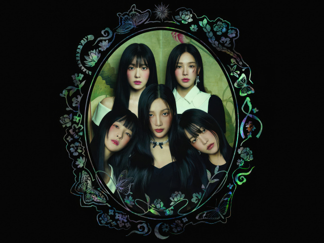 Участницы женской группы Red Velvet на черном фоне в картине