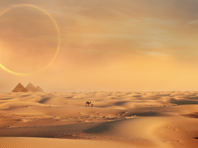 Солнце в небе над раскаленной пустыней