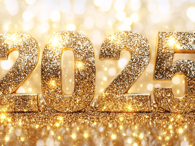 Красивый яркие блестящие цифры 2025 на Новый год