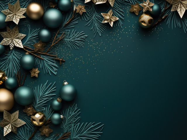 Красивый зеленый шаблон для новогодней открытки