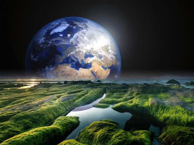 Вид на планету Земля с берега моря