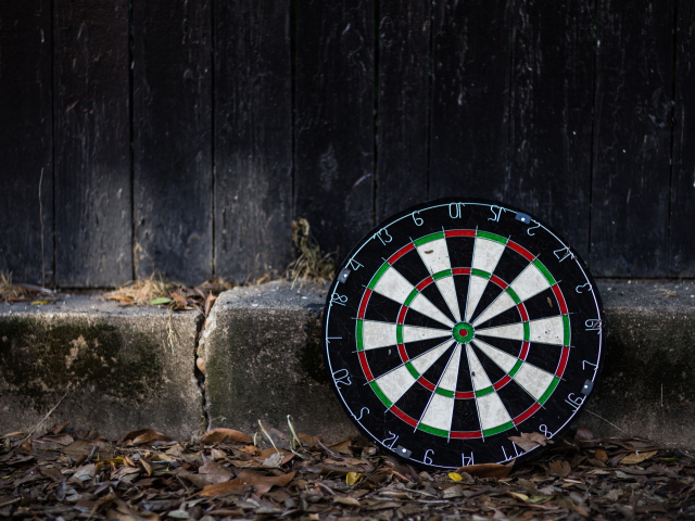 Доска мишень для дартс на земле
