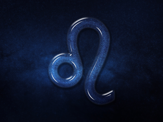 Синий блестящий знак зодиака лев