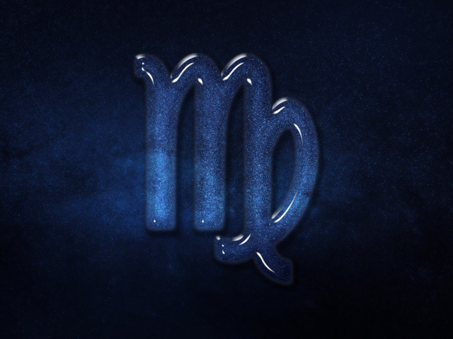 Синий блестящий знак зодиака  дева