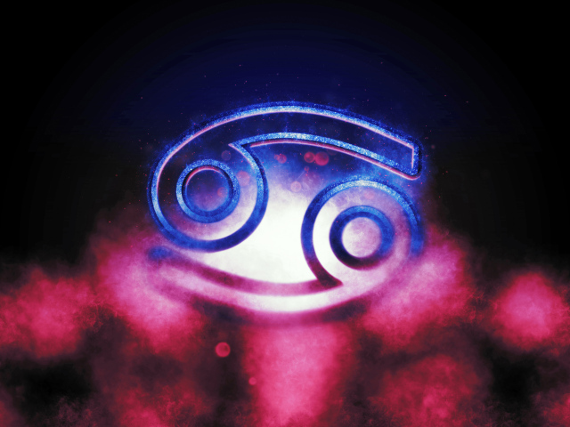 Знак зодиака рак на фоне розового дыма