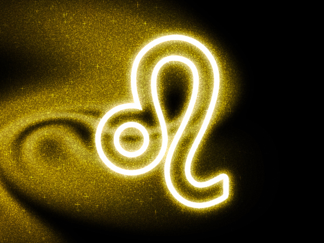 Золотистая пыль со знаком зодиака лев на черном фоне