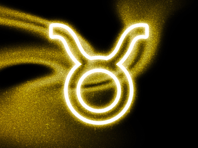 Золотистая пыль со знаком зодиака телец на черном фоне