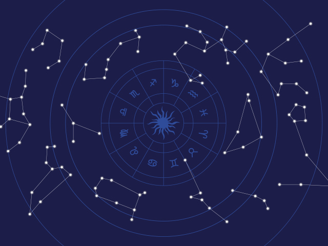 Зодиакальный круг на синем фоне