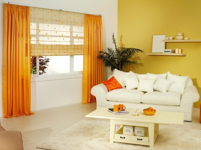 Дизайн гостиной в оранжевом стиле