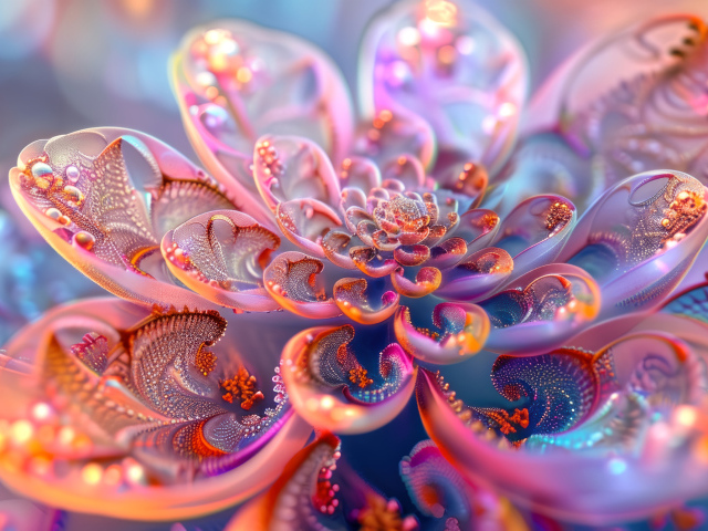 Фантастический фрактальный розовый цветок крупным планом