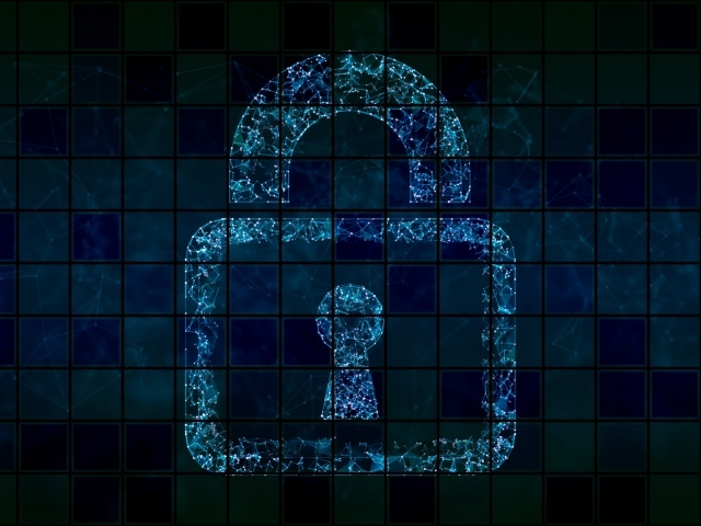 Неоновый замок на клетчатом фоне