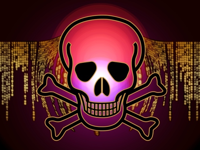 Череп вирус на бинарном коде