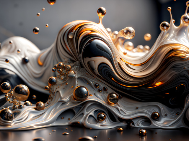 Волна из разноцветной краски с шариками