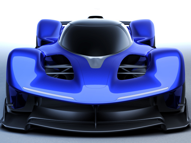 Вид спереди на синий спортивный автомобиль Red Bull RB17 Prototype 2024 года