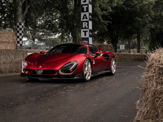 Красный автомобиль Alfa Romeo 33 Stradale