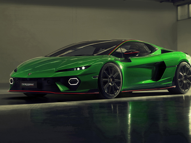 Зеленый спортивный автомобиль Lamborghini Temerario Alleggerita