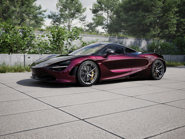 Бордовый автомобиль McLaren 720S