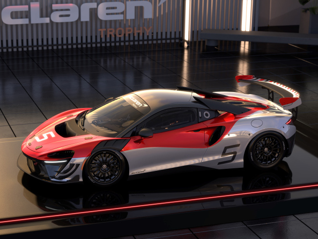 Быстрый гоночный автомобиль McLaren Artura Trophy EVO