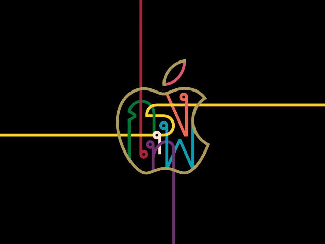 Логотип apple с узорами на черном фоне