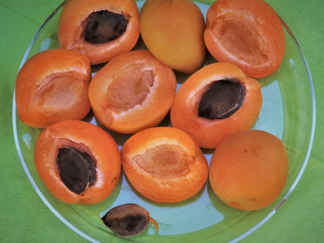 Абрикосы половинками на тарелке