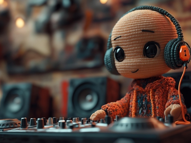 Вязаный диджей за пультом