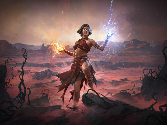 Женщина шаман персонаж компьютерной игры Path of Exile 2