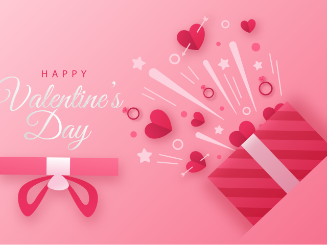 Розовая открытка на праздник Влюбленных