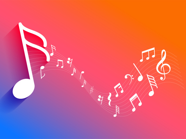 Белые ноты на розовом фоне