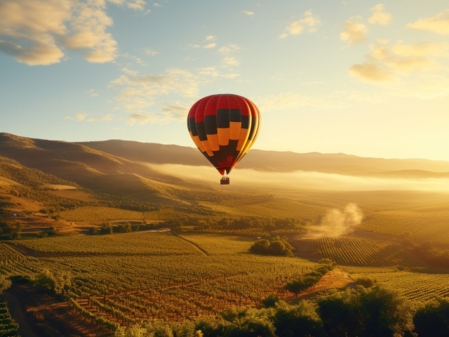 Большой воздушный шар в небе над землей