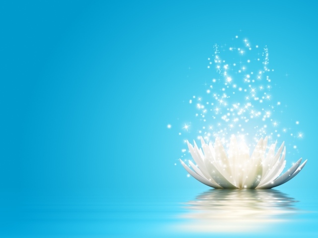 Волшебная лилия с блестками на голубом фоне