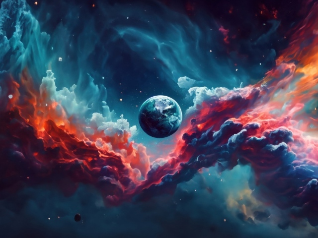 Планета земля в космической туманности