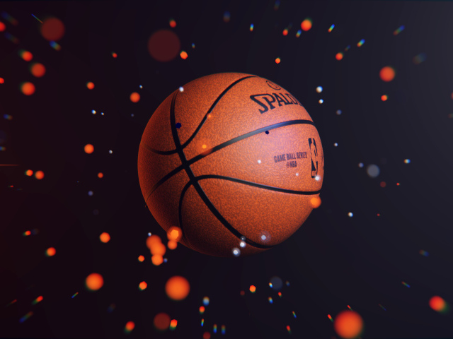 Баскетбольный мяч в воздухе с искрами