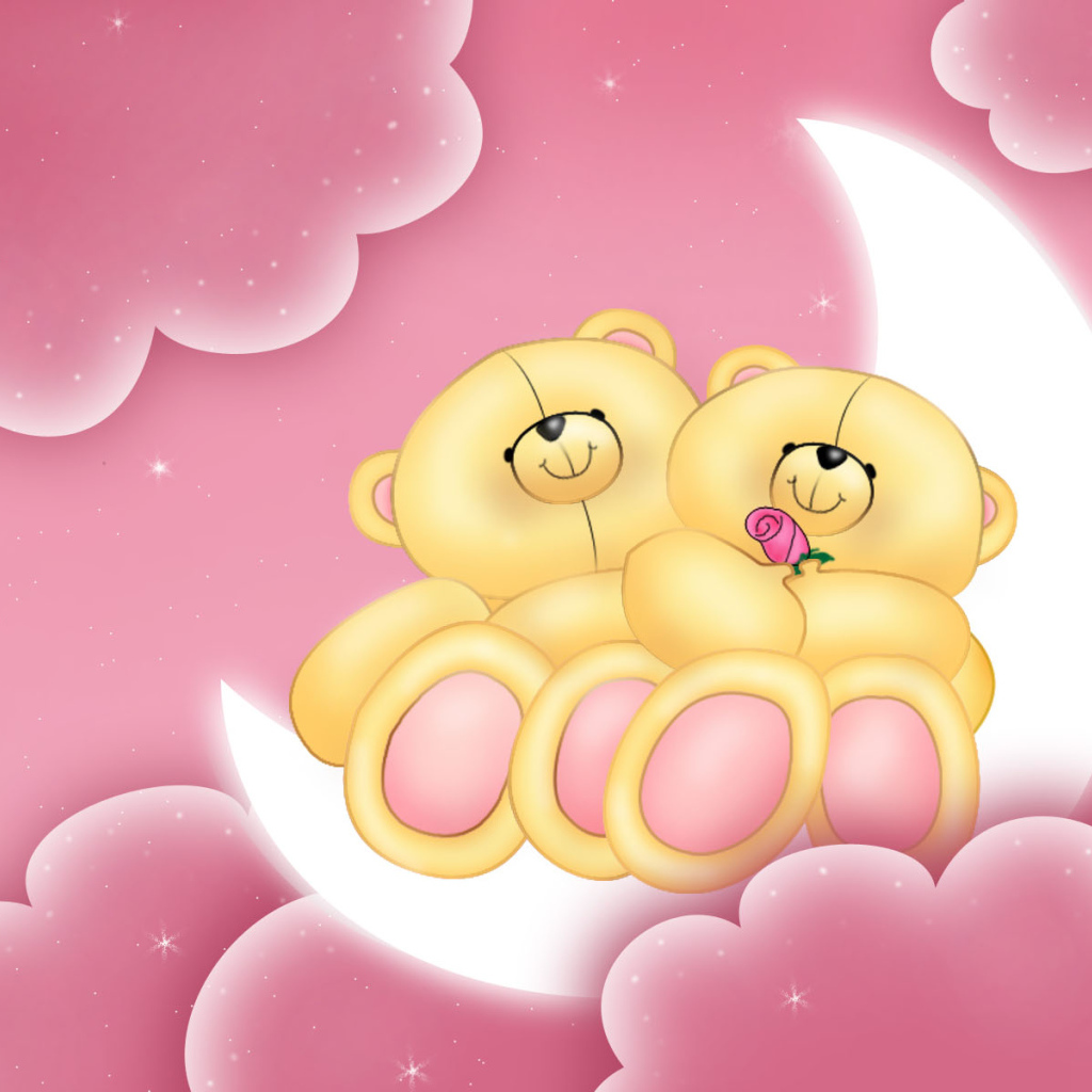 Мишки на луне День Святого Валентина