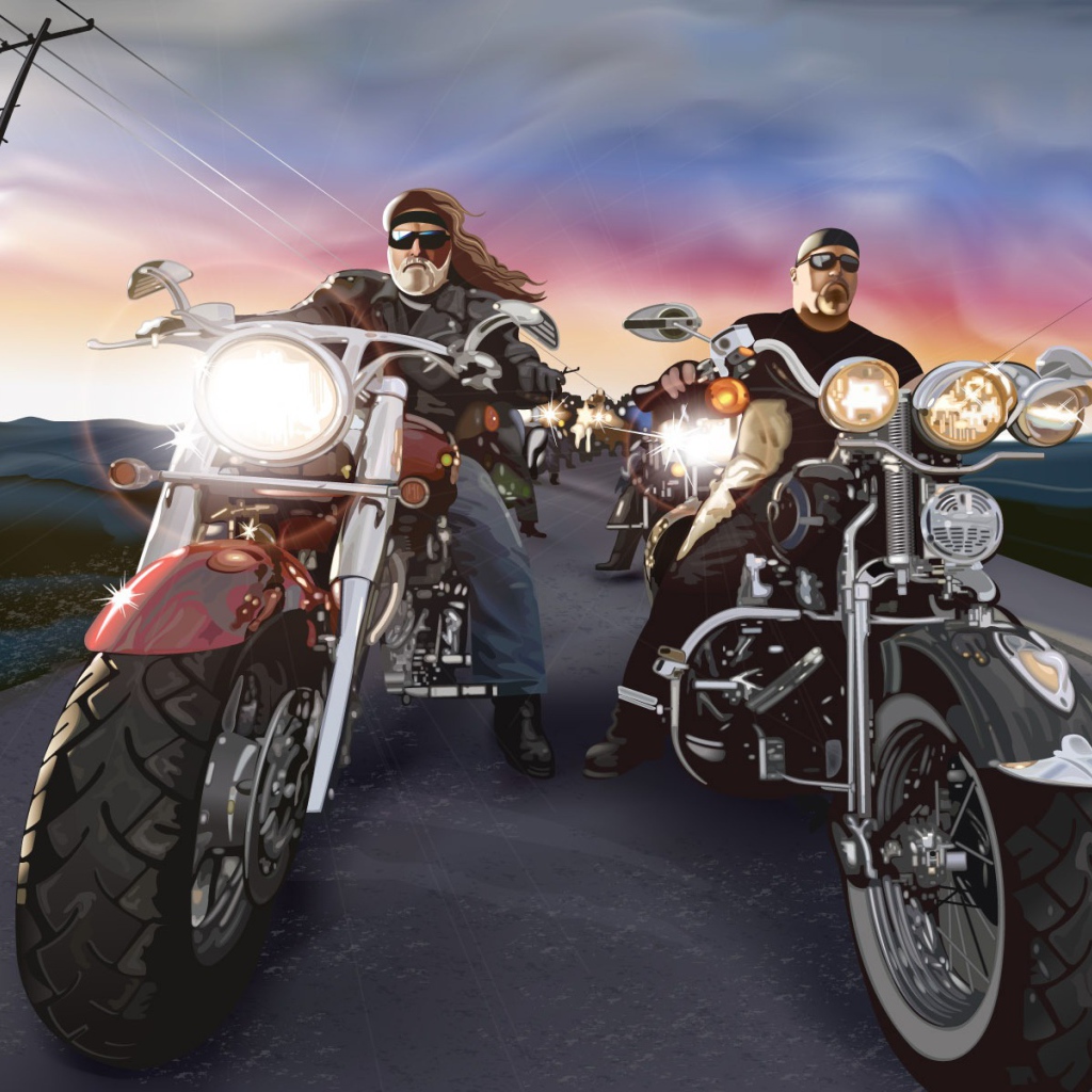 Байкеры на мотоциклах