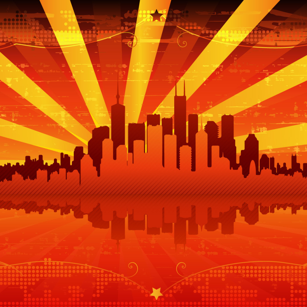 Красный векторный город