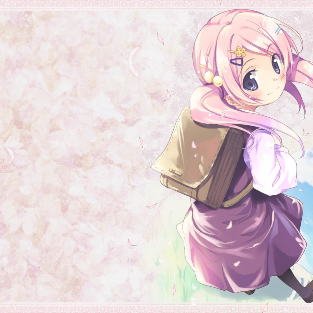 Аниме Школьница с розовыми волосами