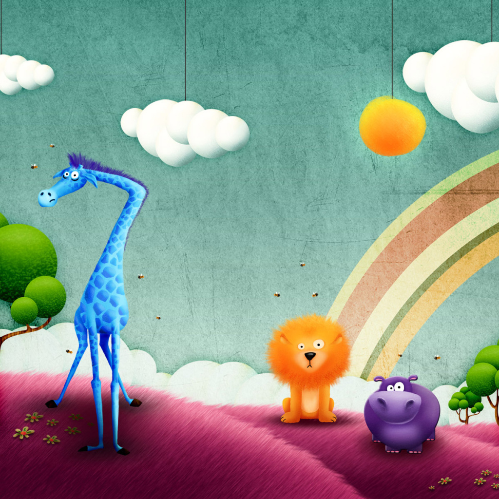 Жираф, лев и бегемот