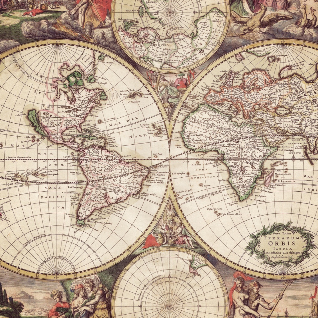 Карта Мира с гравюрами