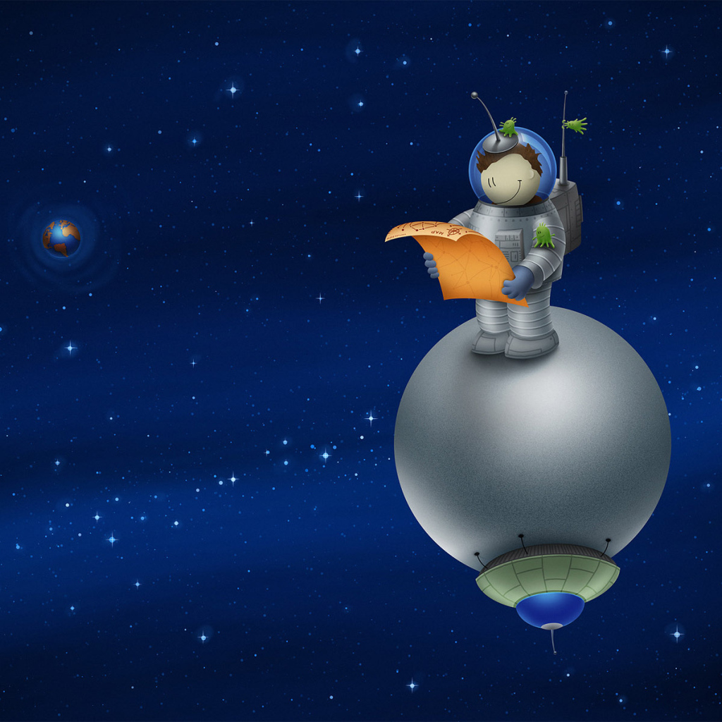 Человек на спутнике