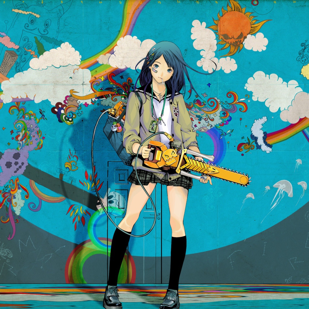 Школьница с бензопилой