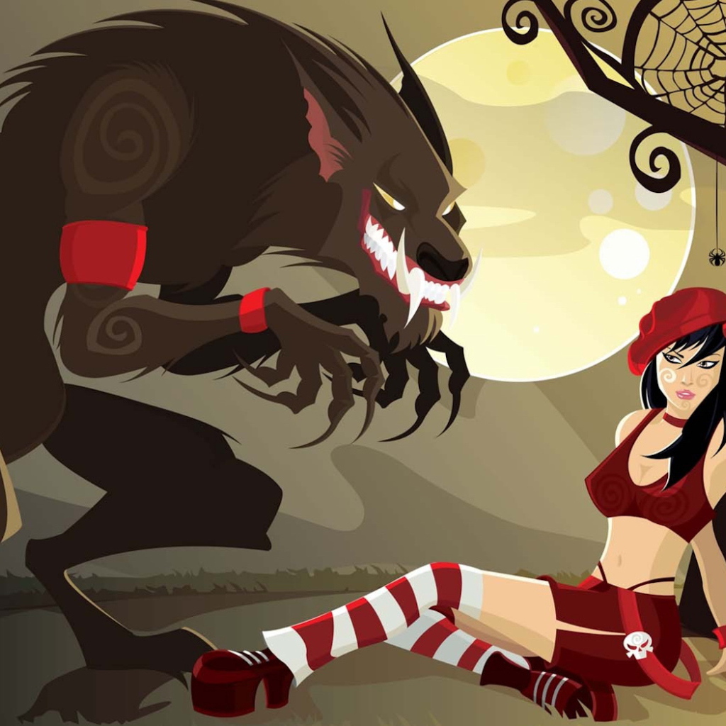 Страшный волк и готичная красная шапочка