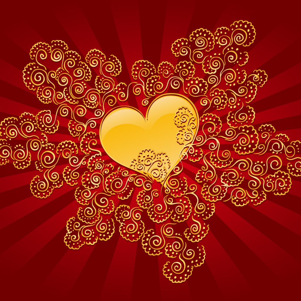 Золотое сердечко в День Святого Валентина