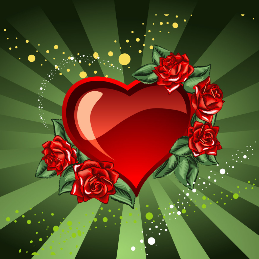 Сердце и розы на День Св. Валентина