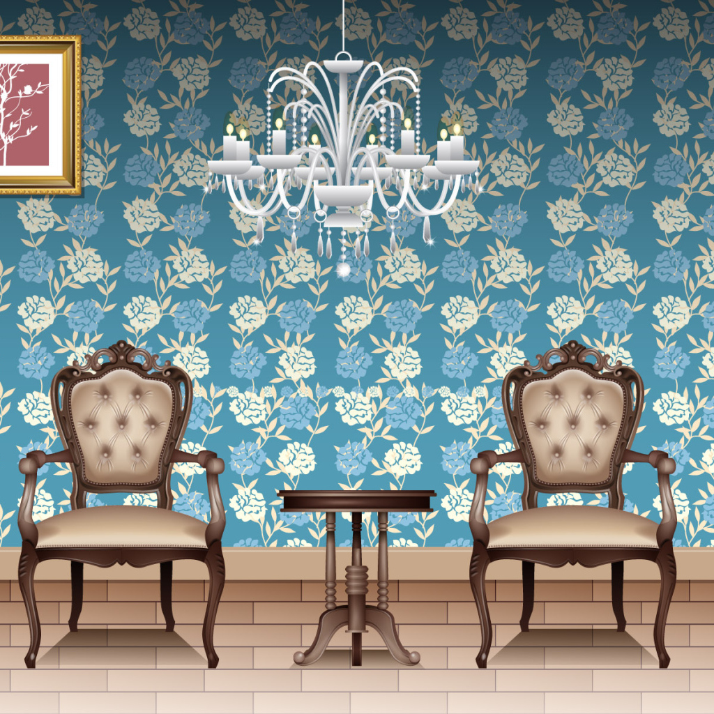 Голубая цветочная комната